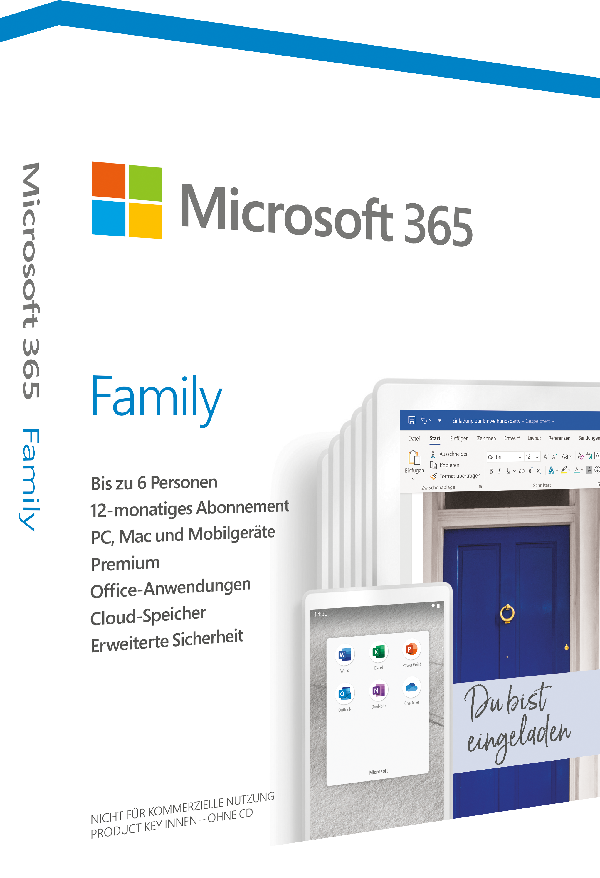 Microsoft 365 Family (bis zu 6 User, 1 Jahr) - PC/MAC [Product Key Card (PKC)]