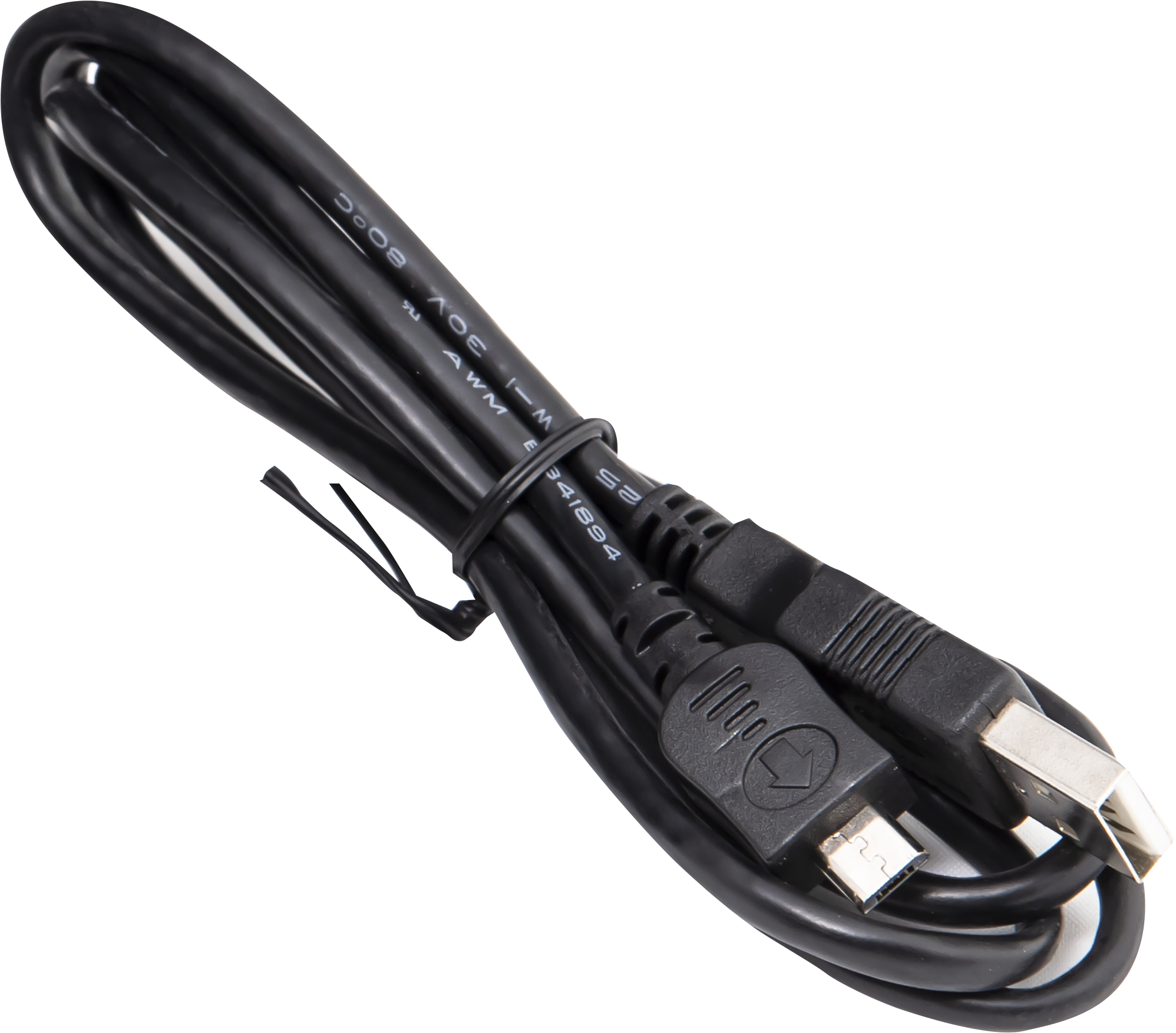 Schwarzes Kabel mit zwei Anschlüssen.