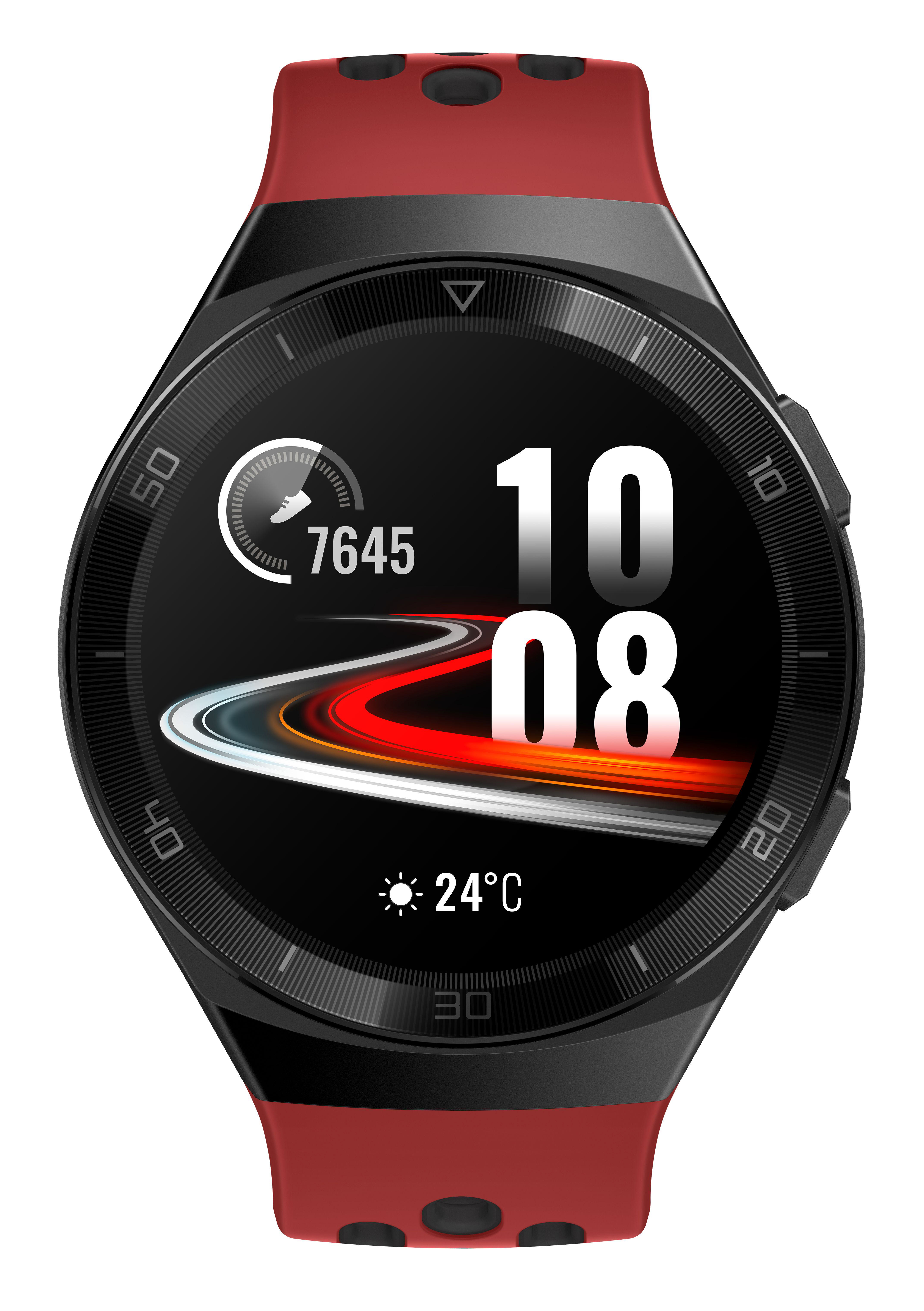HUAWEI Huawei Watch GT 2e (Hector B19R) Smartwatch Metall, Kunststoff Fluorelastomer/Thermoplastisches Polyurethan, 140-210 mm, Lava Red