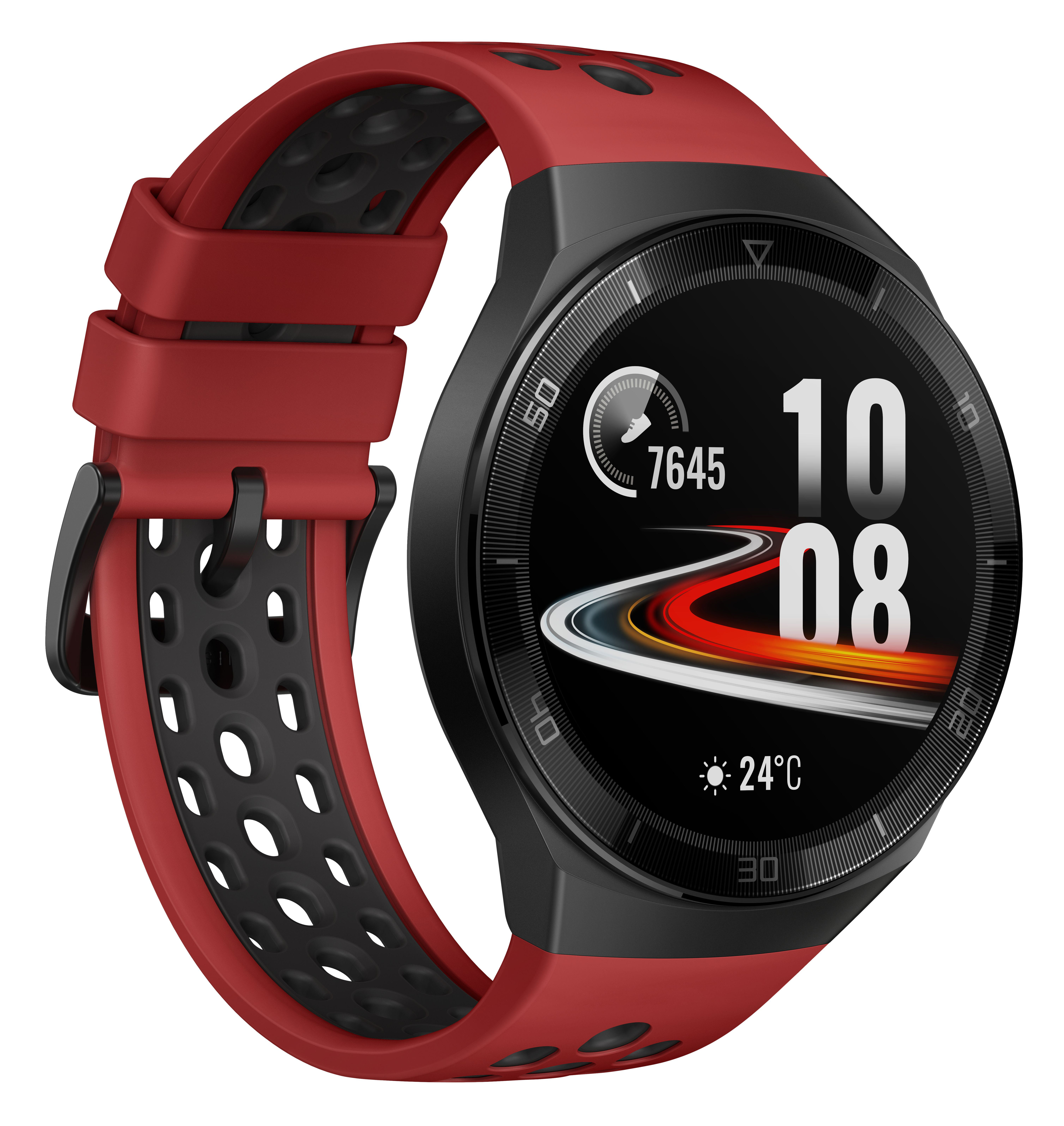 HUAWEI Huawei Watch GT 2e (Hector B19R) Smartwatch Metall, Kunststoff Fluorelastomer/Thermoplastisches Polyurethan, 140-210 mm, Lava Red