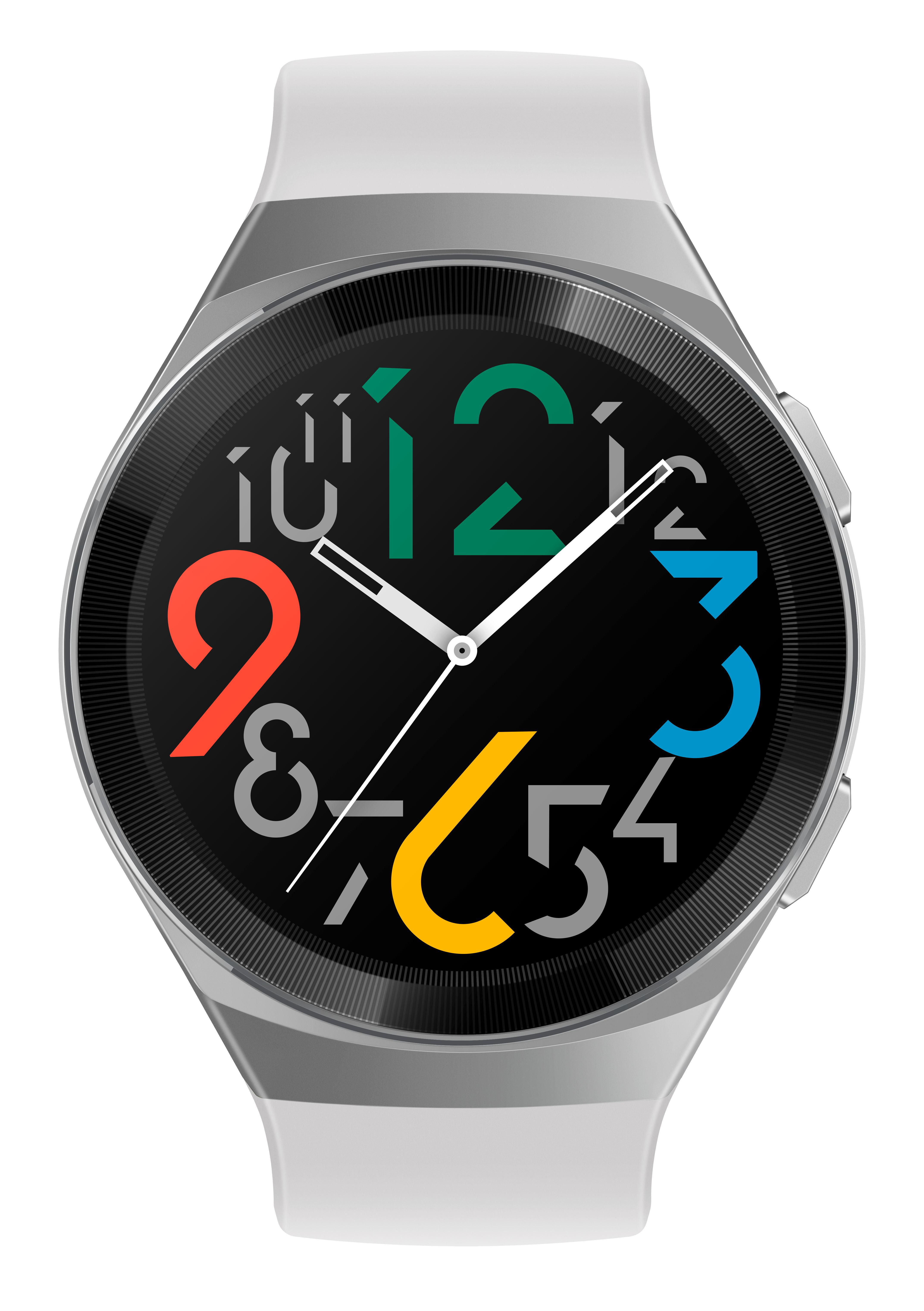 HUAWEI Huawei Watch GT 2e (Hector B19P) Smartwatch Metall, Kunststoff Fluorelastomer/Thermoplastisches Polyurethan, 140-210 mm, Icy White