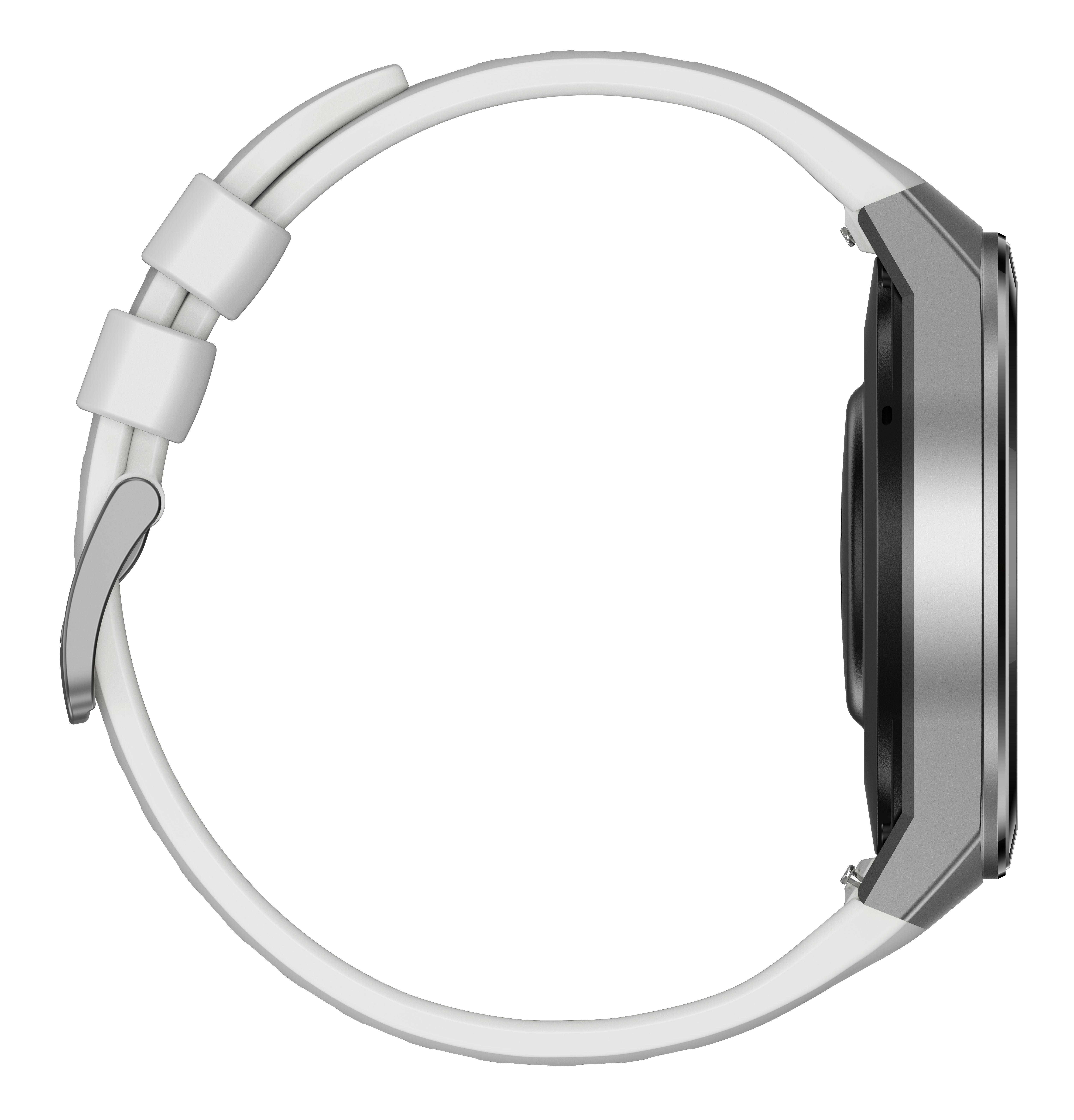 HUAWEI Huawei Watch GT 2e (Hector B19P) Smartwatch Metall, Kunststoff Fluorelastomer/Thermoplastisches Polyurethan, 140-210 mm, Icy White
