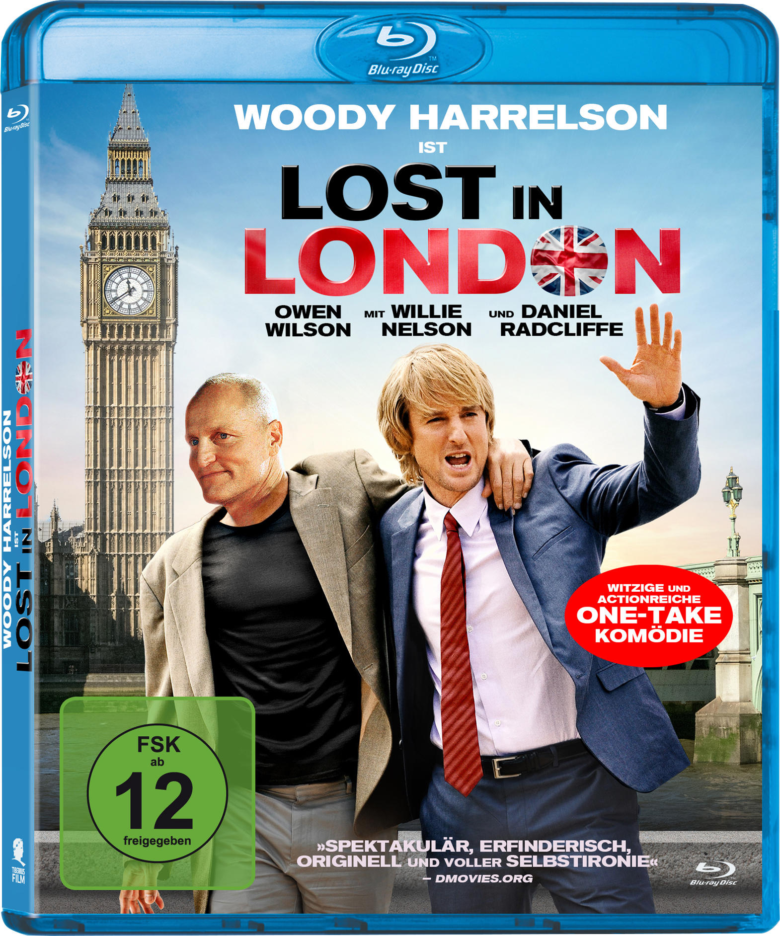 DVD-Cover von 'Lost in London', mit Woody Harrelson und Owen Wilson vor dem Big Ben.