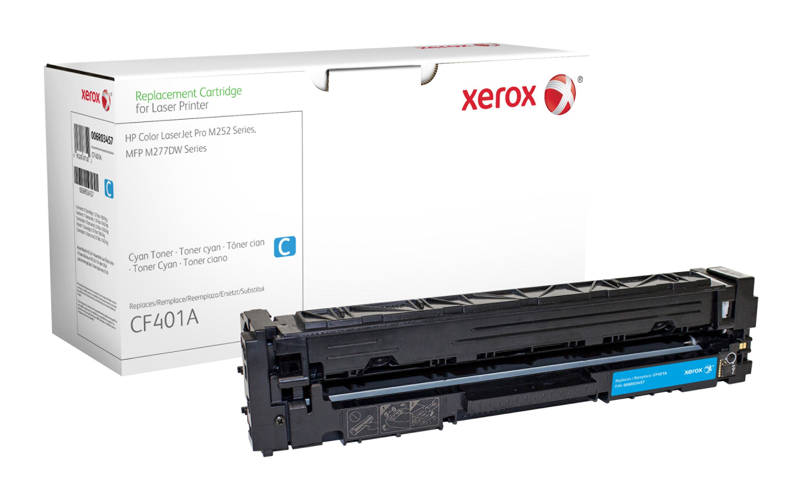 Cartucho de tóner - Xerox 006R03457, Equivalente a HP CF401A, Compatible con HP Colour LaserJet