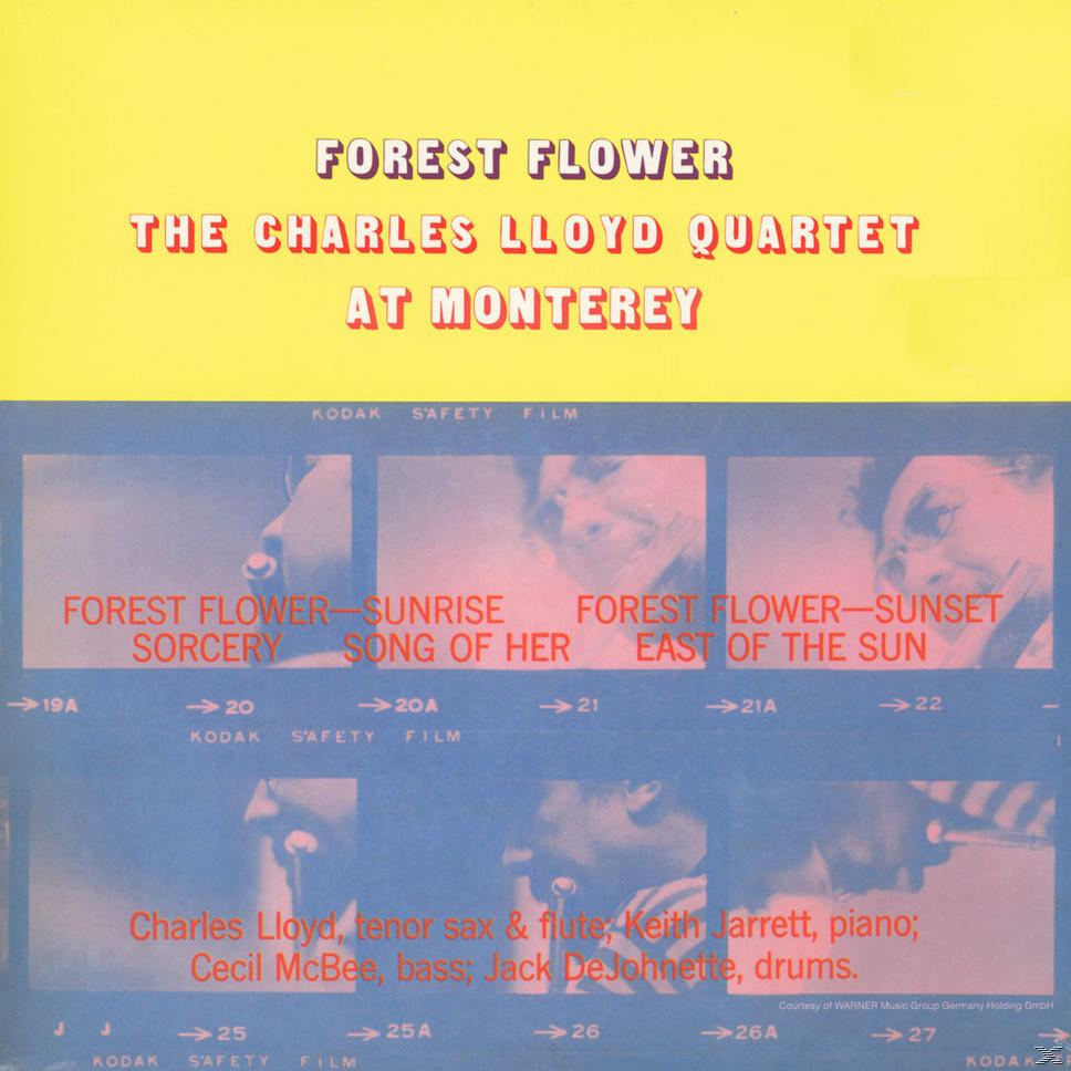 Album borítója szöveggel: Forest Flower. The Charles Lloyd Quartet at Monterey.