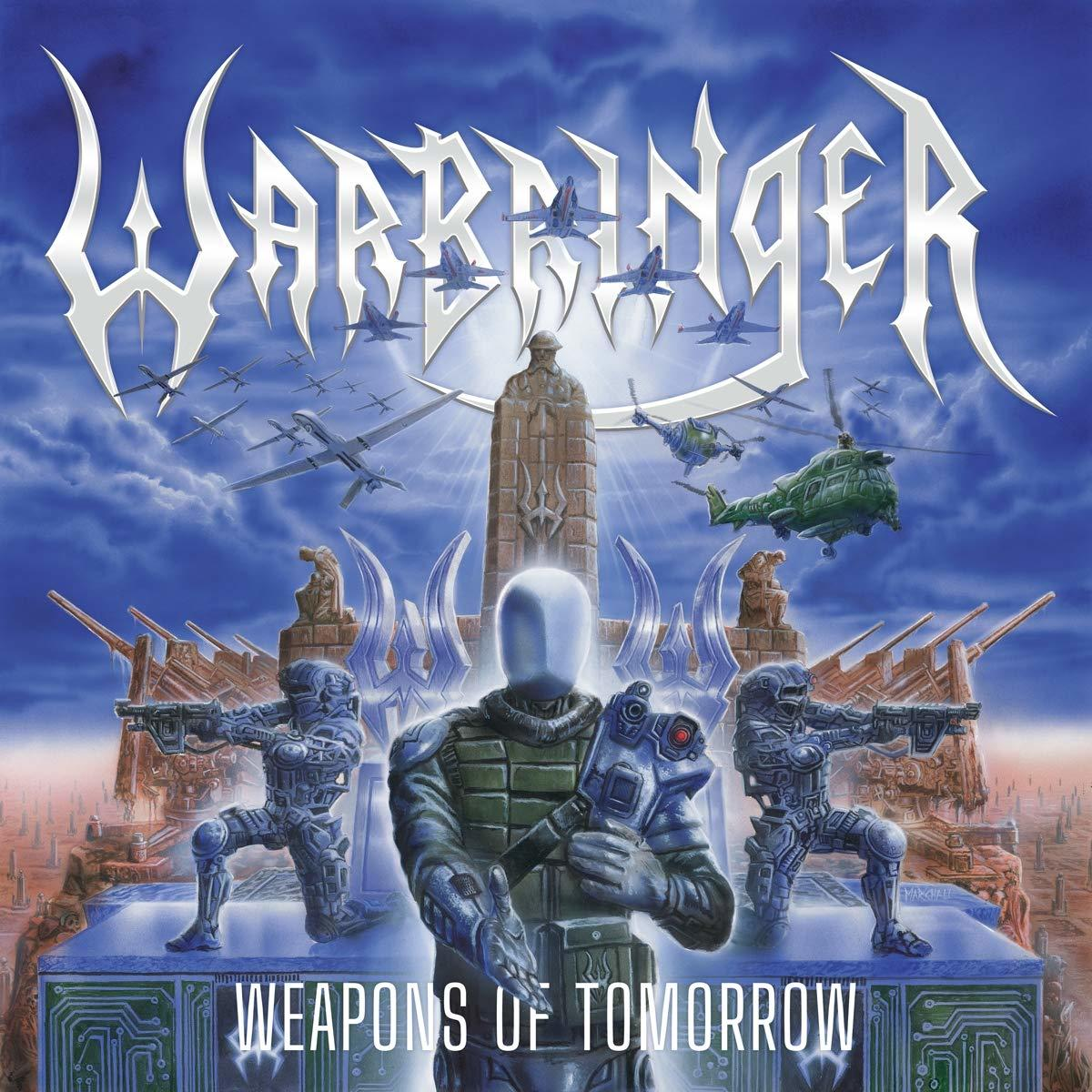 Album borító. Futurisztikus katonák egy város előtt. Cím: Weapons of Tomorrow.