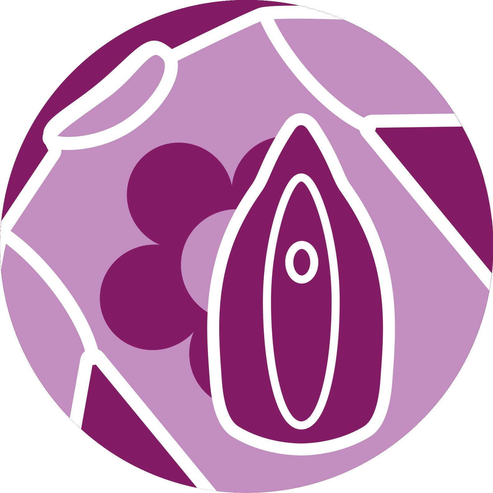Icona stiro con design floreale e tessuto su sfondo cerchio viola.