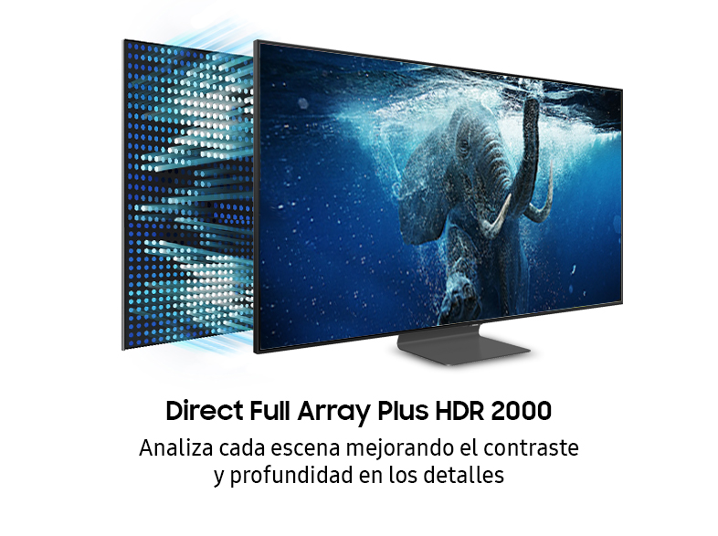 Una pantalla de televisión con una imagen de agua y un elefante. La pantalla es azul.