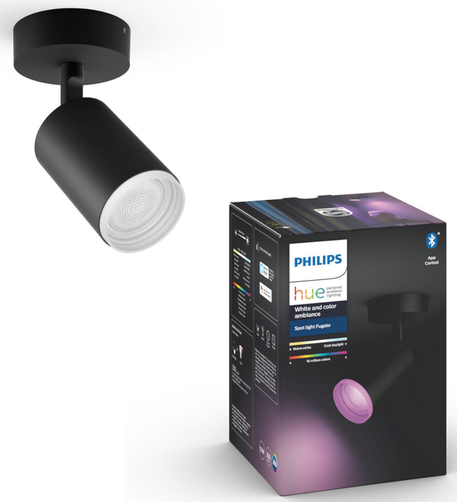 PHILIPS HUE Luminaire à spot Smart Fugato RGB Noir (5063130P7)