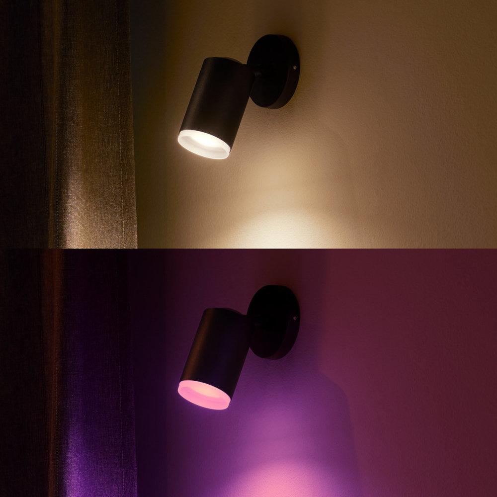 PHILIPS HUE Luminaire à spot Smart Fugato RGB Noir (5063130P7)