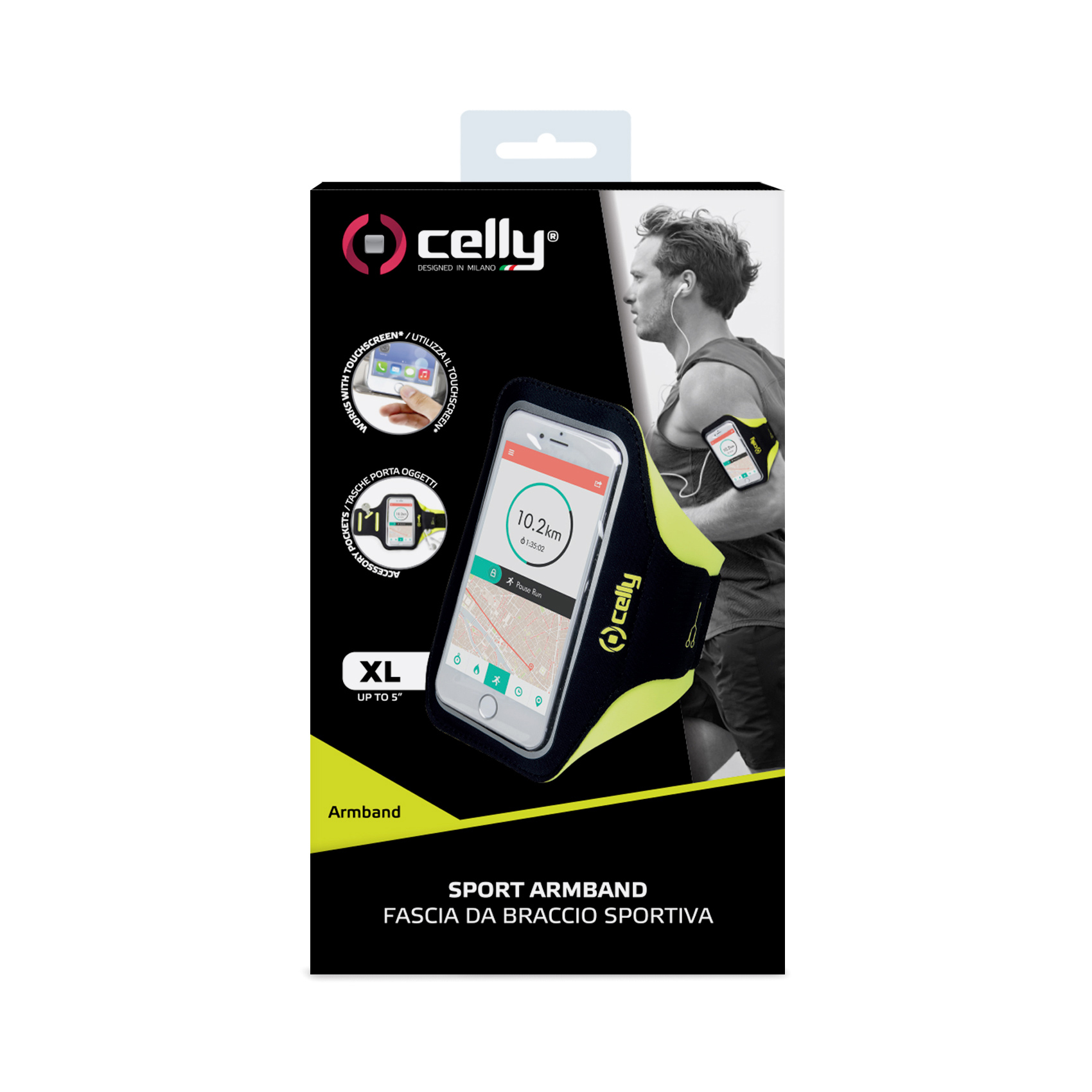 Funda - Celly CELBR009  , Brazalete para Smartphones, Hats 5", Amarillo