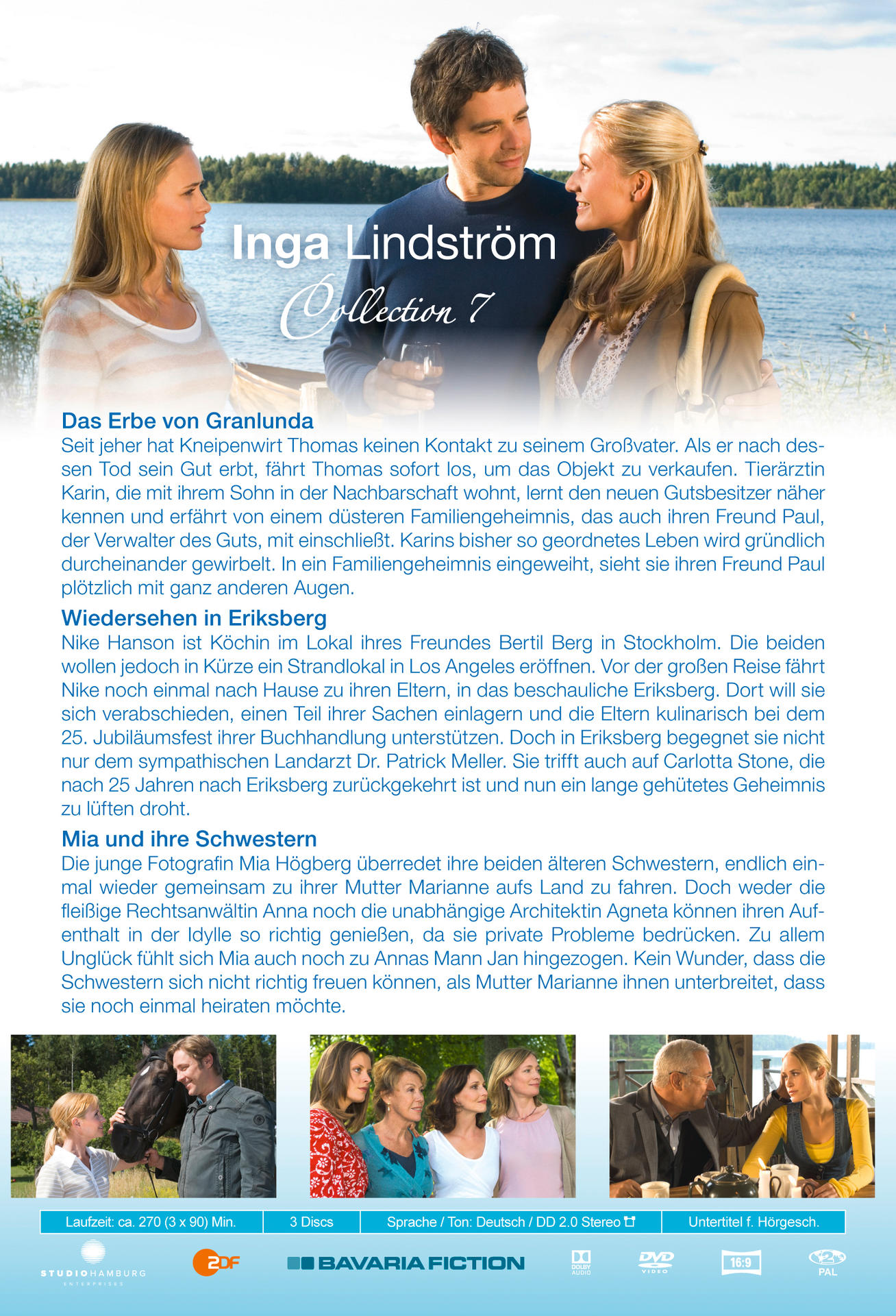 DVD-Hülle des Films 'Inga Lindström Collection 7'. Mit Schauspielern und einem See im Hintergrund.