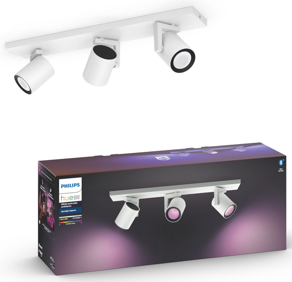 PHILIPS HUE Luminaire à 3 spots Smart Argenta RGB Blanc (5062331P7)