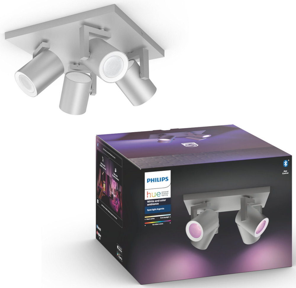 PHILIPS HUE Luminaire à 4 spots Smart Argenta RGB Argenté (5062448P7)