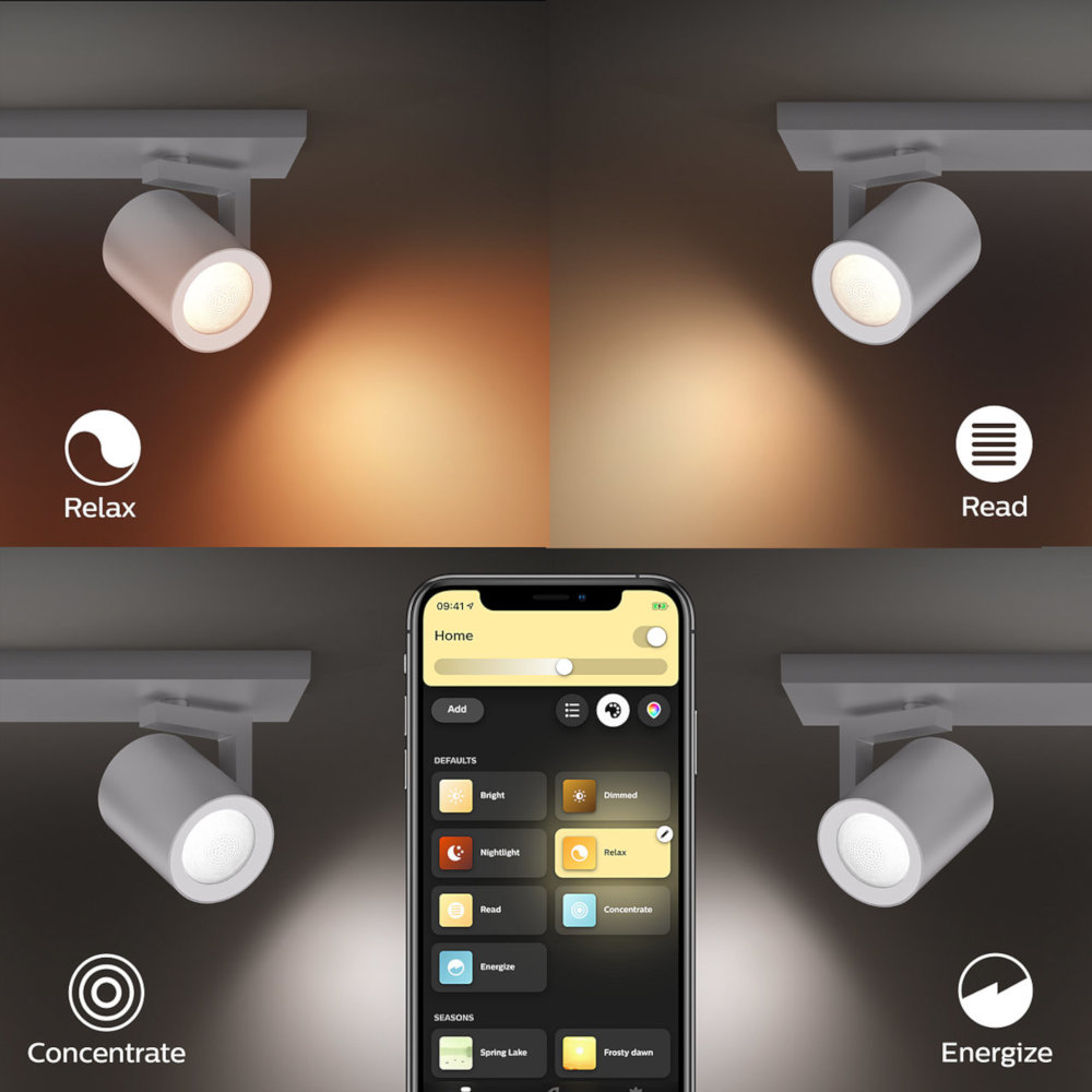 PHILIPS HUE Luminaire à 4 spots Smart Argenta RGB Argenté (5062448P7)