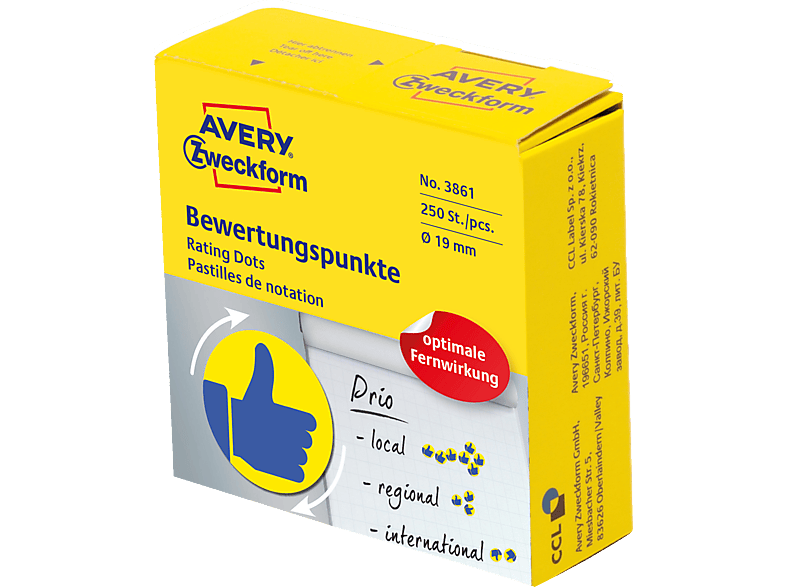 AVERY ZWECKFORM Bewertungspunkte, Ø 19 mm, 3861