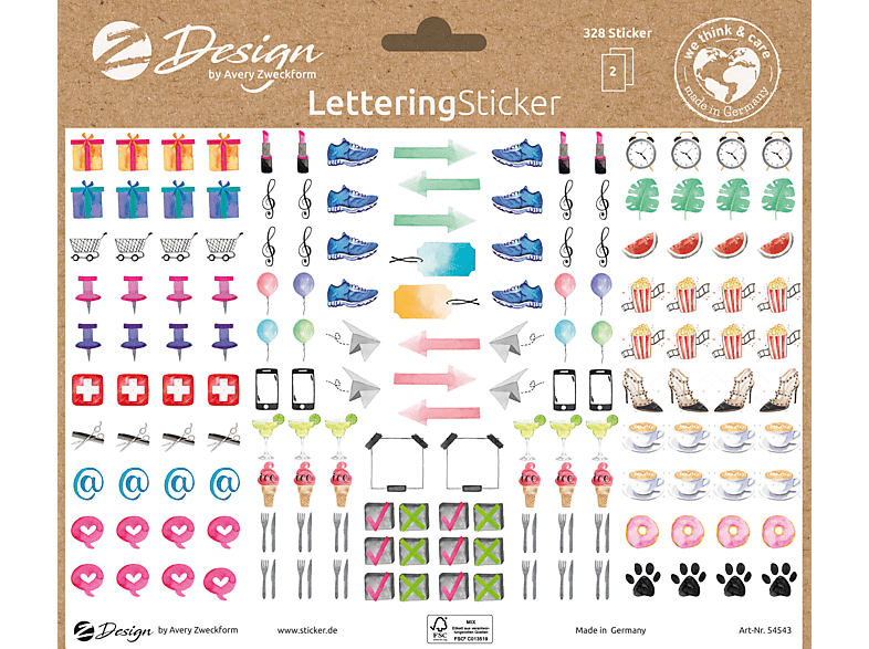 AVERY ZWECKFORM Lettering Sticker, bunt, 54543