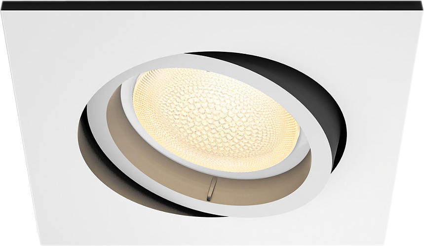 Plafonnier encastré blanc avec un disque central texturé et éclairé.