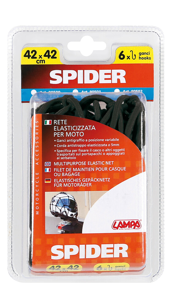 LAMPA Spider Elasztikus csomagleszorító háló, 42x42cm, fekete