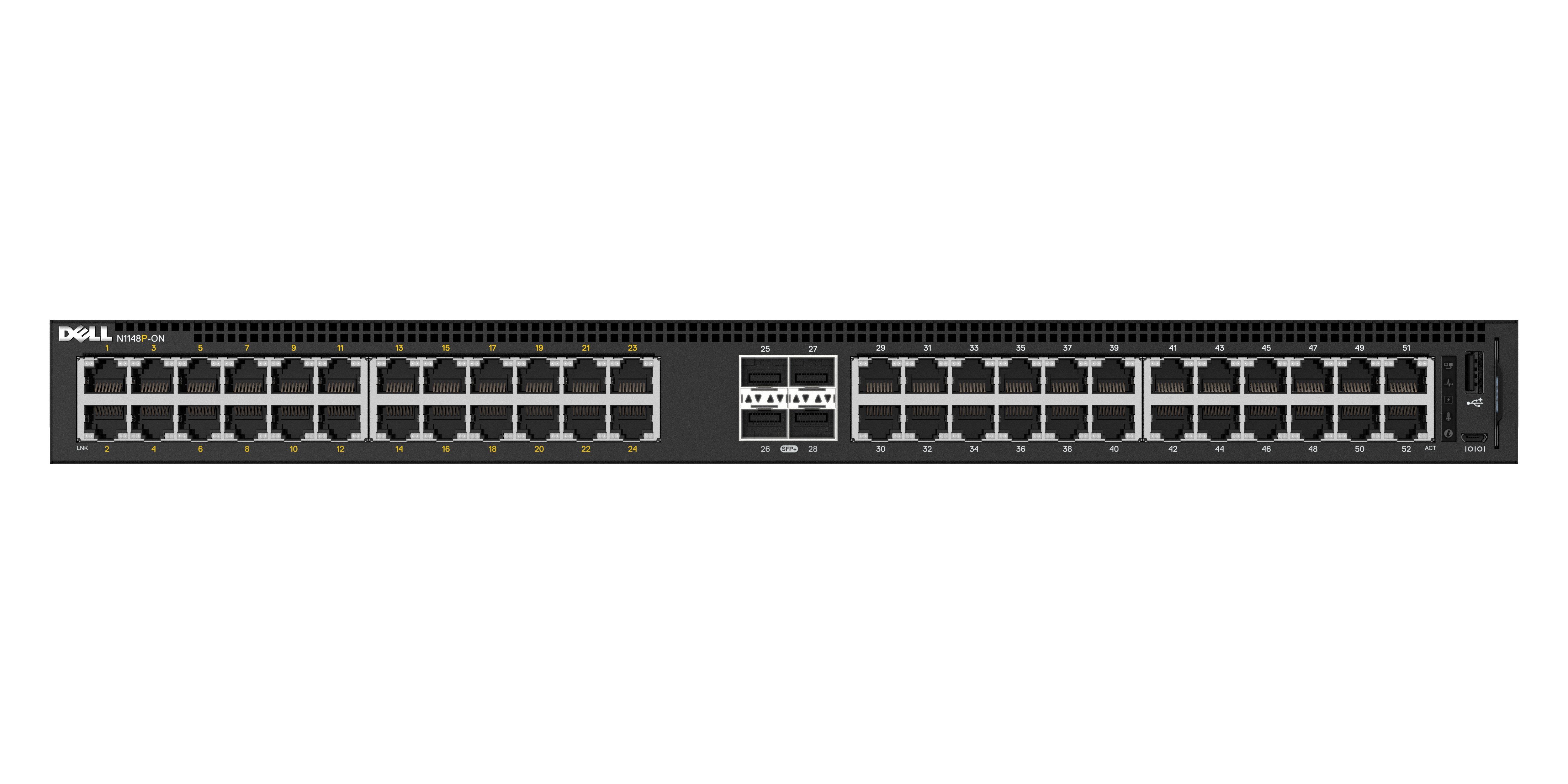 DELL 1148P-ON Gestionado L2 Gigabit Ethernet (10/100/1000) Energía sobre Ethernet (PoE) 1U Negro