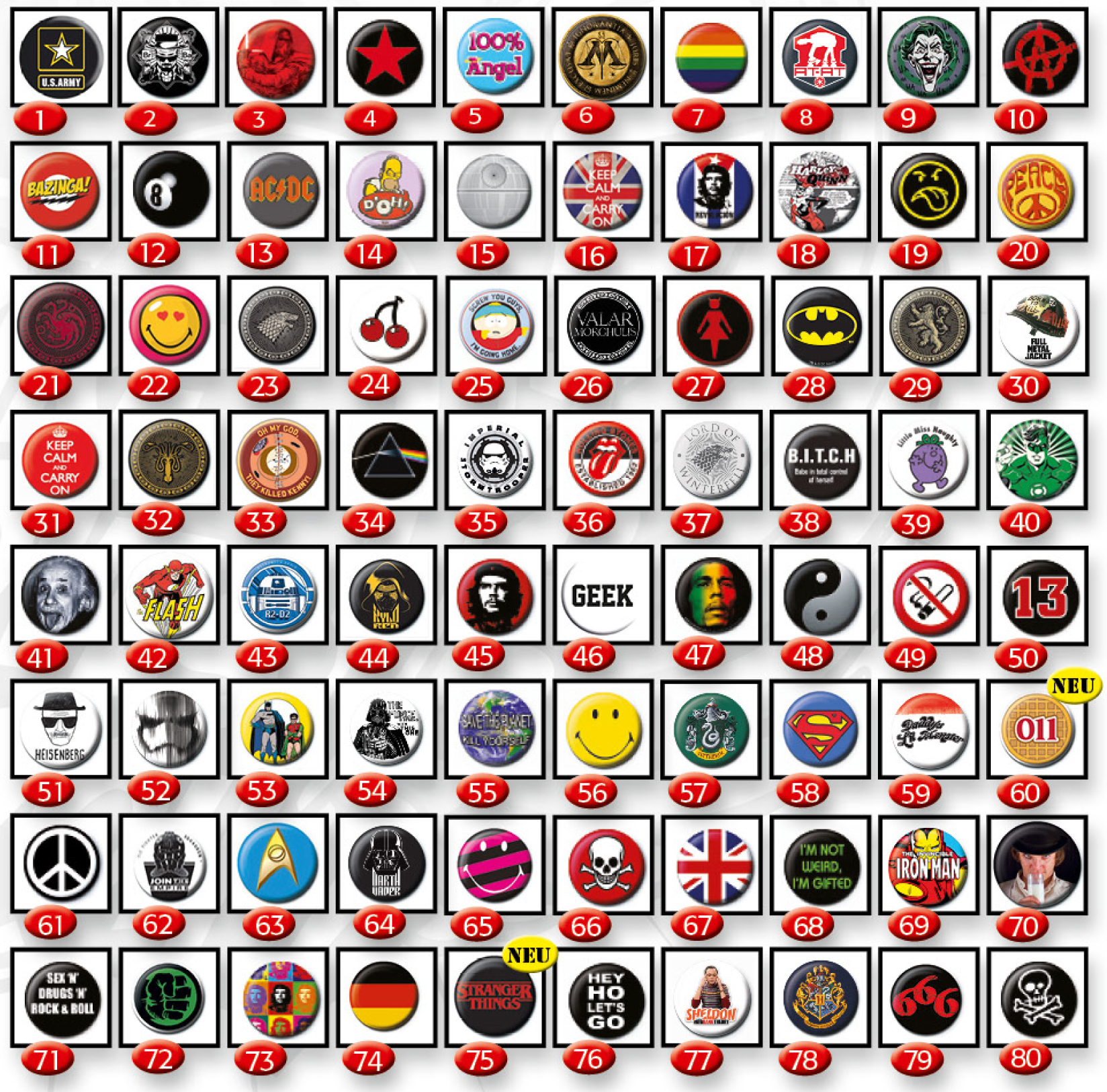 EMPIRE Button Badges Sammelnummer Button Badges