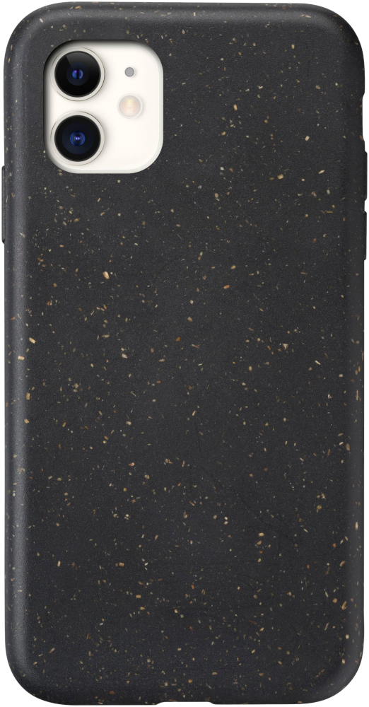 Coque de téléphone noire avec texture mouchetée.