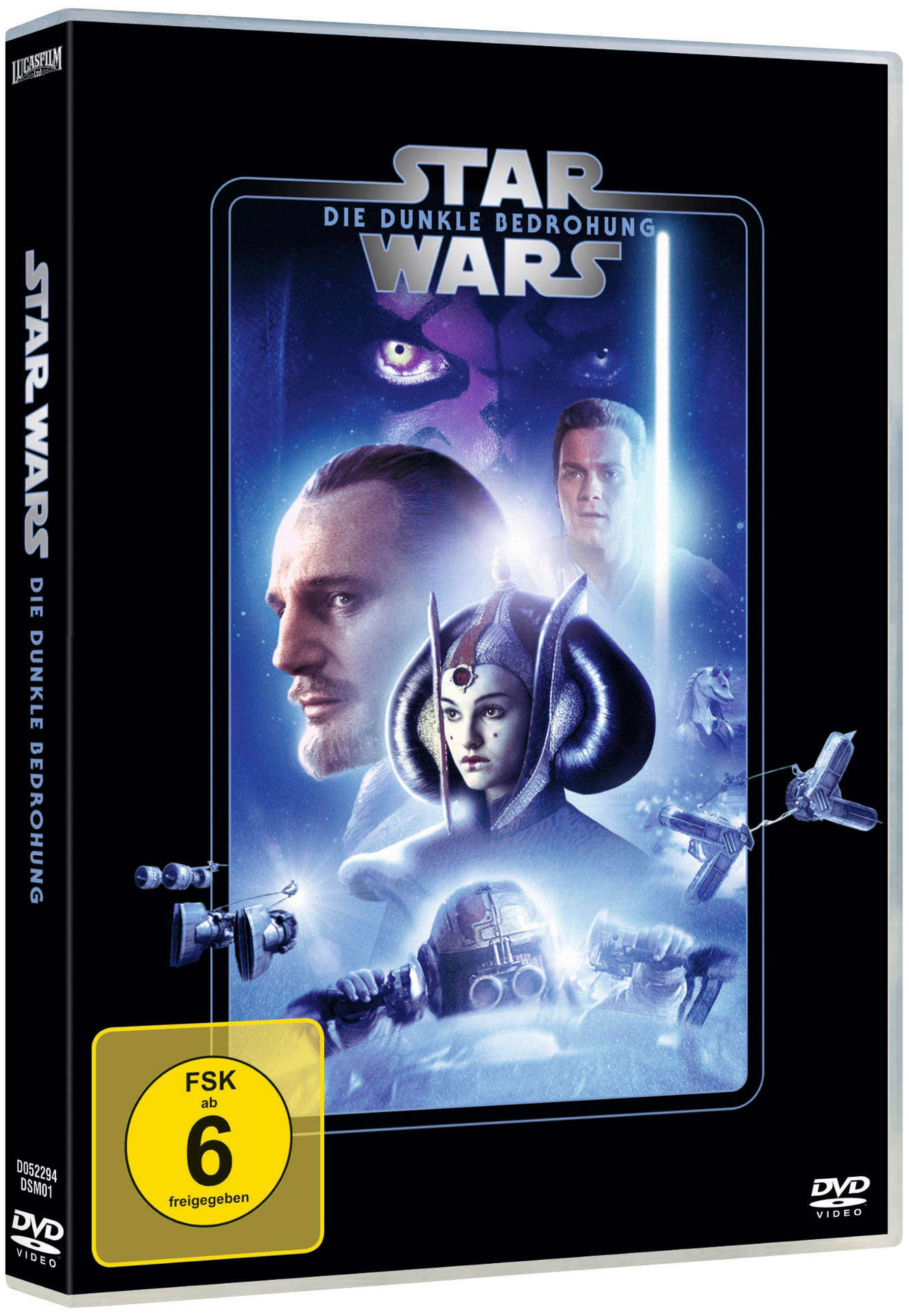 Star Wars Die dunkle Bedrohung DVD-Cover mit Charakteren.