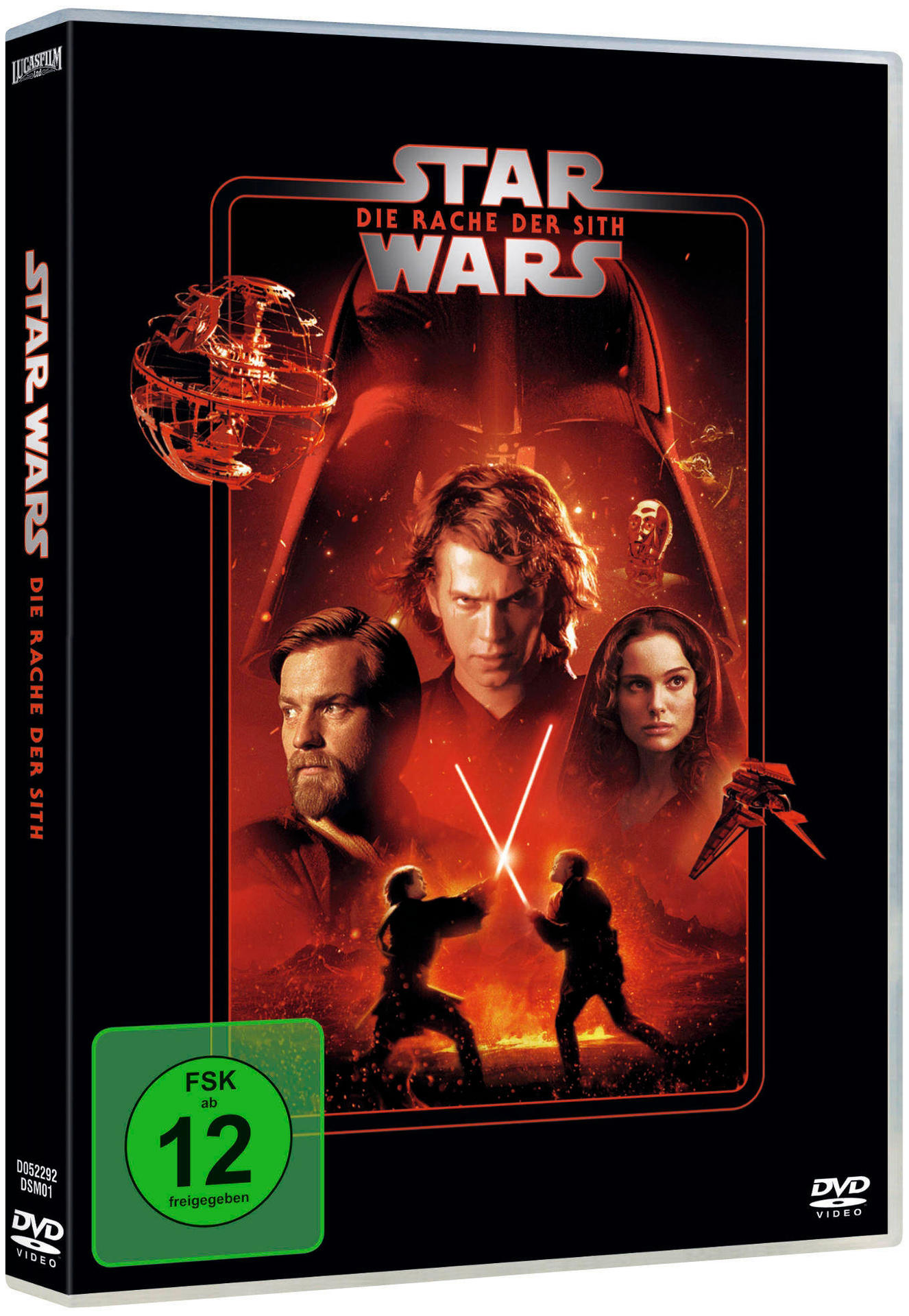 DVD-Hülle: Star Wars Film. Figuren aus dem Film werden angezeigt, mit einem grünen Bewertungsaufkleber.
