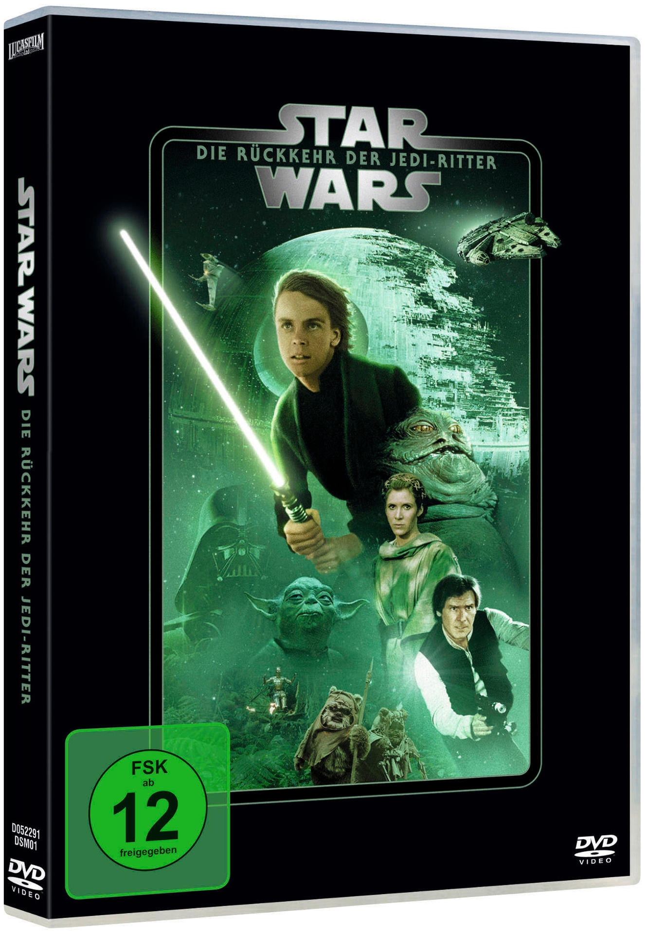 DVD-Hülle für Star Wars: Die Rückkehr der Jedi-Ritter. Grünes Siegel auf der Vorderseite.