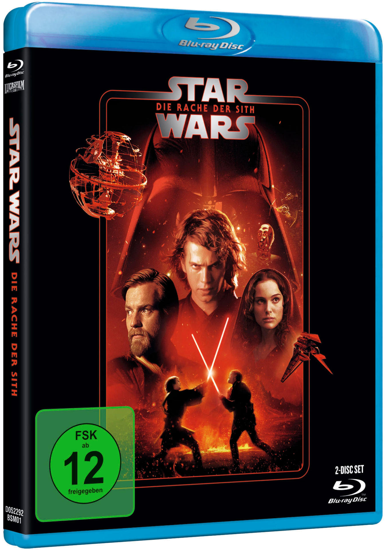 Star Wars Blu-ray Disc Hülle, rot-schwarzes Cover mit Charakteren. Dunkler Hintergrund.