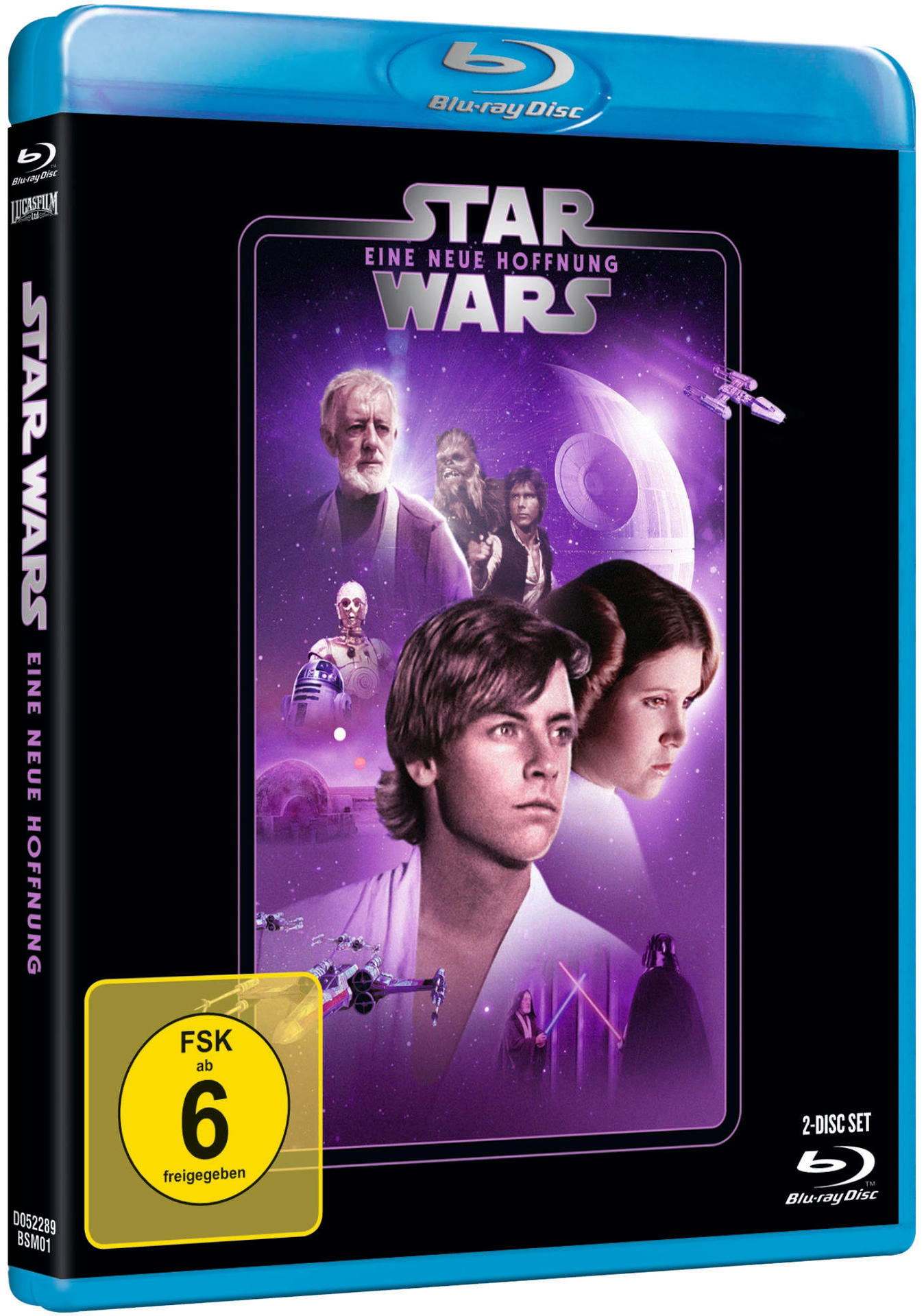 Eine blau verpackte Star Wars DVD mit Filmplakat und Bewertung.