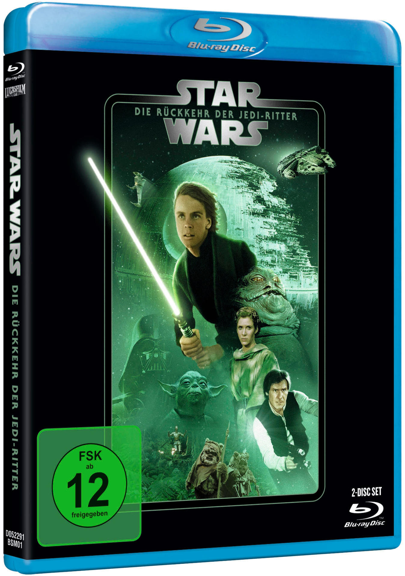 Star Wars Blu-ray Disc-Hülle mit Luke Skywalker, der ein Lichtschwert hält.