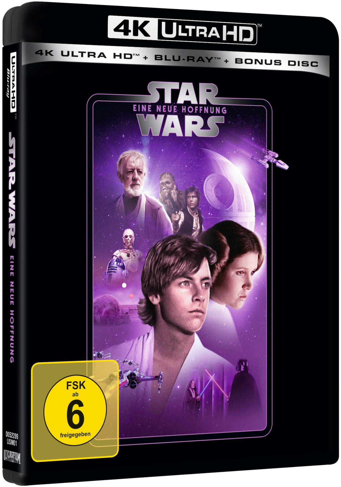 Star Wars 4K Ultra HD Blu-ray-Hülle mit Luke Skywalker und Leia.