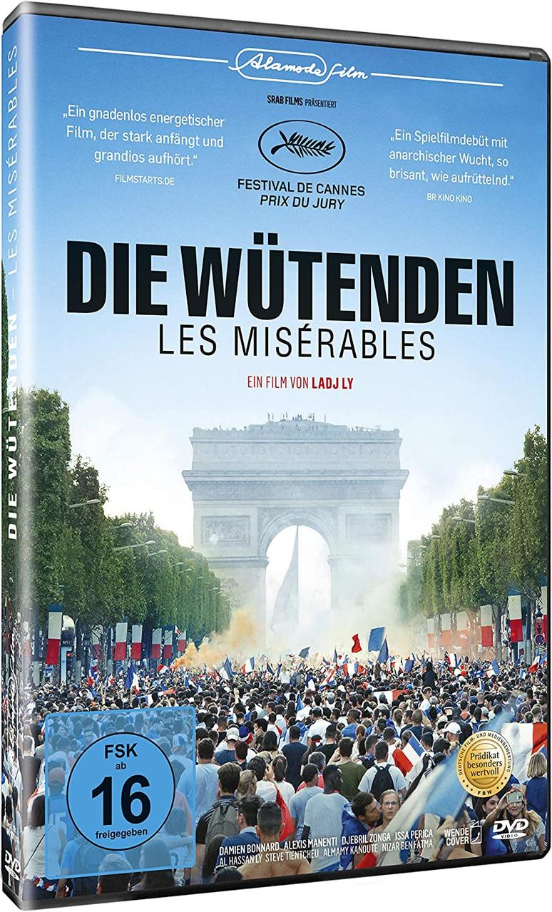 DVD-Hülle mit Text 'Die Wütenden Les Misérables' und einer Menschenmenge.