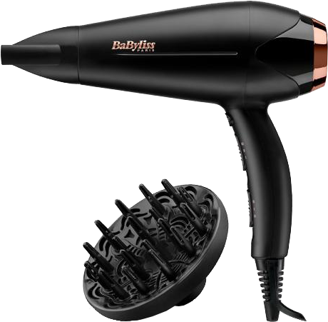 BABYLISS D570DE Ionos hajszárító, kerámia bevonattal diffúzorral, 2200W, Fekete/Rose Gold kivitel