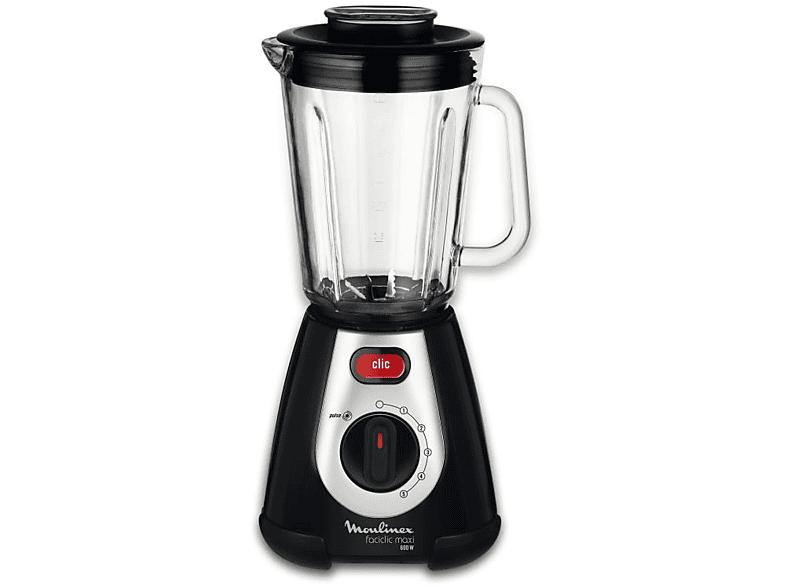 Batidora de vaso - Moulinex LM233A Potencia 600W, Vaso de cristal de 2L, 5 velocidades, Función