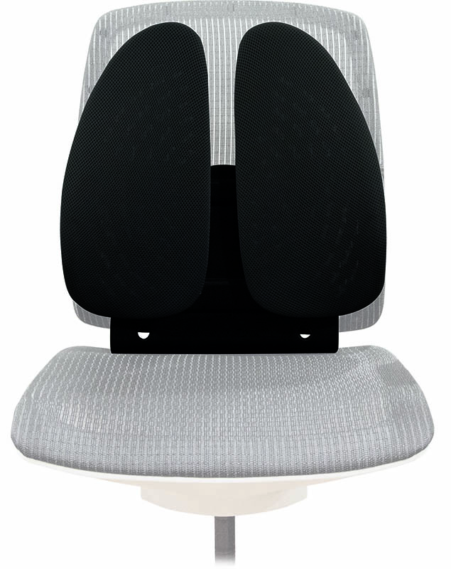 Back support for a chair, black and grey.