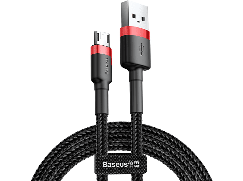 BASEUS Cafule  Mikro  İçin 2.4A 1M USB Kablo Kırmızı Siyah_0