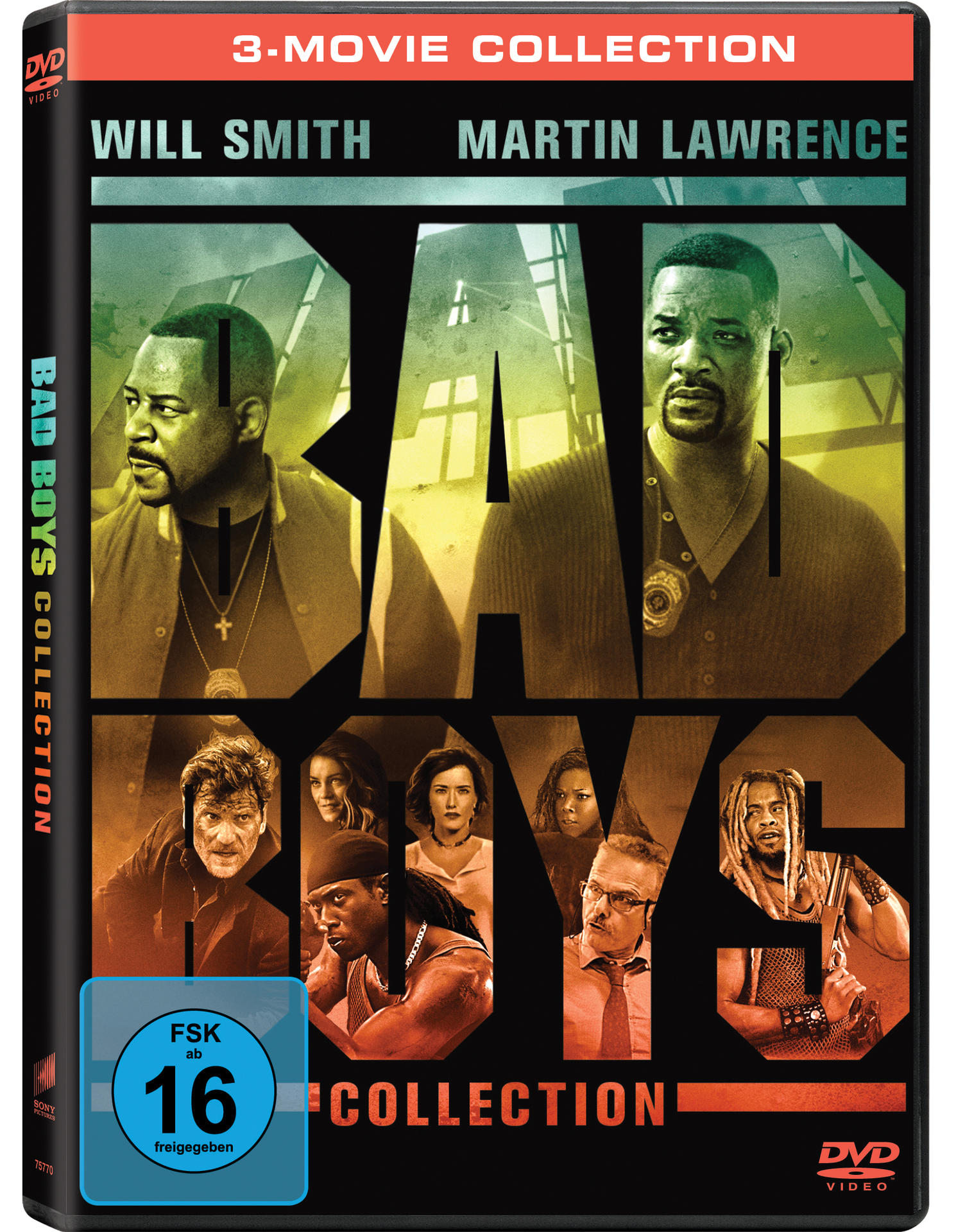 DVD-Cover: Bad Boys Collection, Will Smith und Martin Lawrence, mehrere Gesichter. Text: Bad Boys Collection.