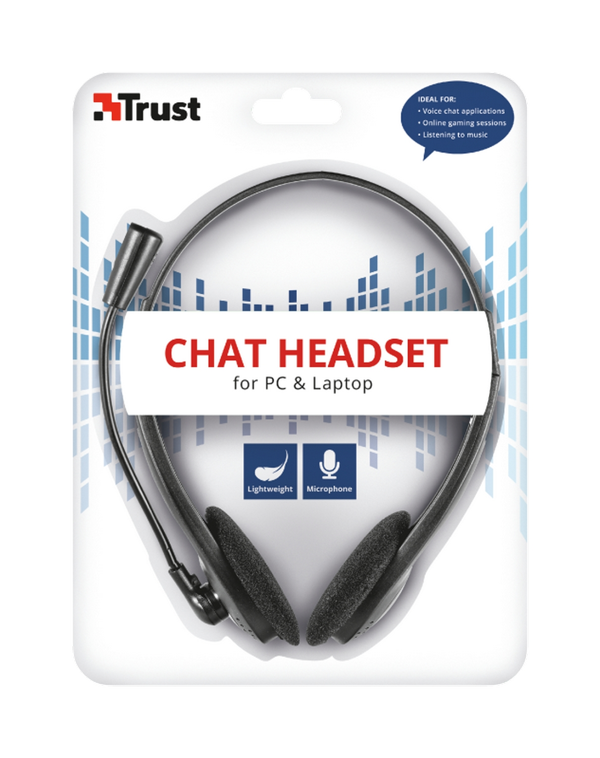 Auriculares - Trust Chat Headset, De diadema, Con cable, Micrófono, Jack 3.55 mm, Negro