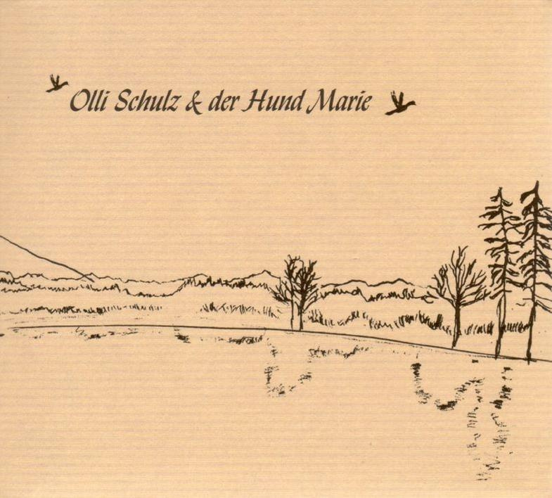 Albumcover mit einer einfachen Illustration von Bäumen, Bergen und Text.