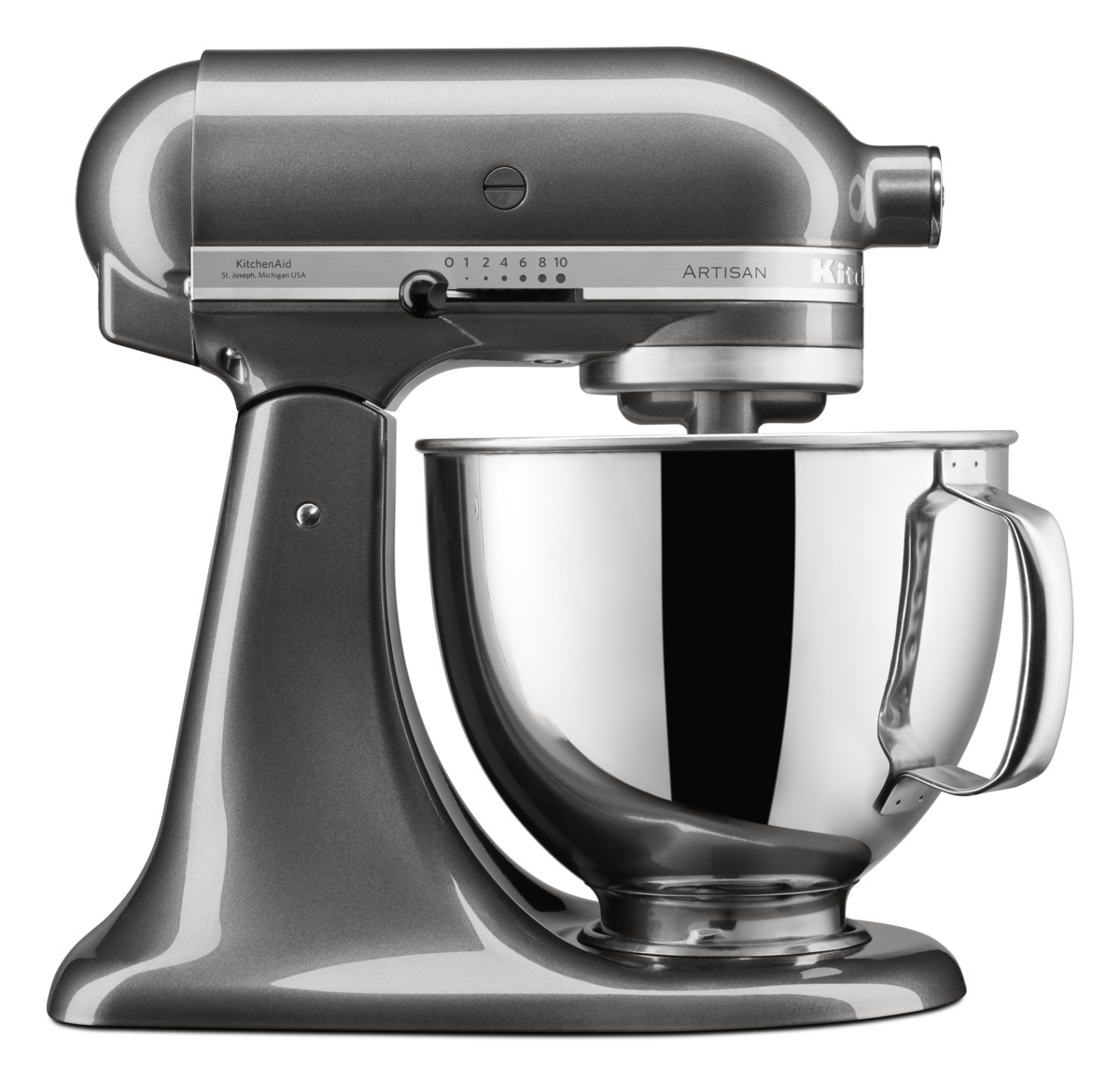 KITCHEN AID 5 KSM 125 EQG Artisan Küchenmaschine mit kippbarem Motorkopf Liquid Graphite (Rührschüsselkapazität: 4,8 l, 300 Watt)
