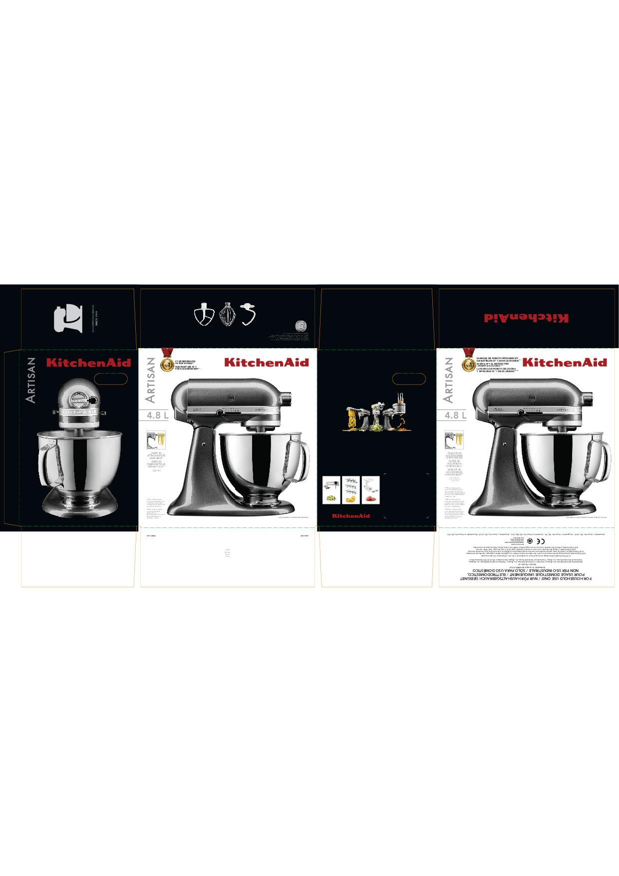 KITCHEN AID 5 KSM 125 EQG Artisan Küchenmaschine mit kippbarem Motorkopf Liquid Graphite (Rührschüsselkapazität: 4,8 l, 300 Watt)