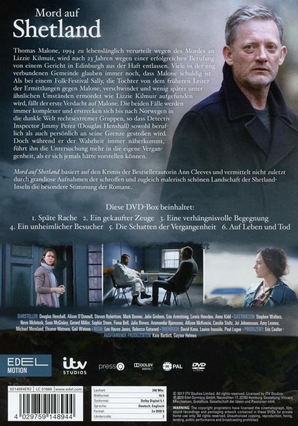 DVD-Cover für 'Mord auf Shetland' mit einem Porträt des Schauspielers.