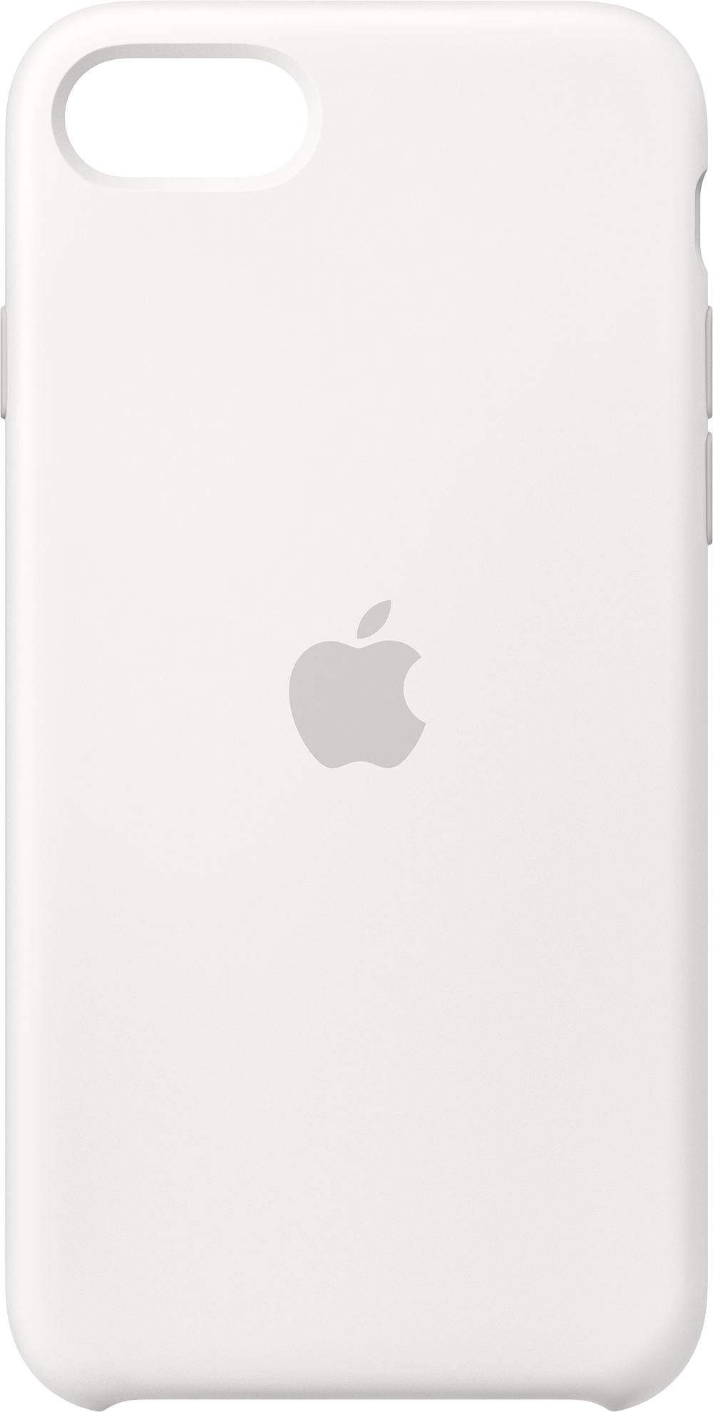 Een witte telefoonhoes met een Apple-logo in het midden.