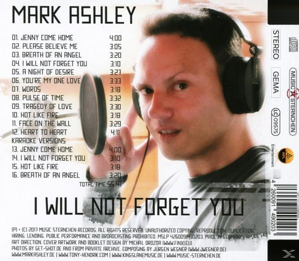 Mark Ashley - I Will Not - Forget You (CD)