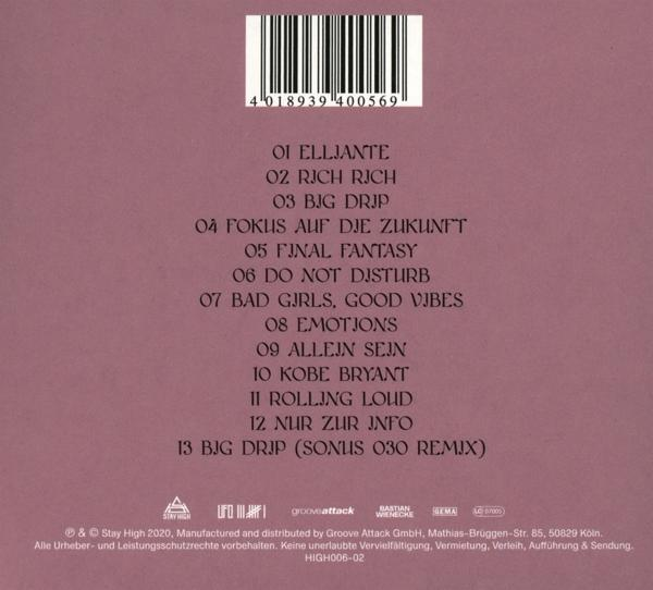 Rückseite einer Musik-CD. Enthält eine Titelliste und Copyright-Informationen.