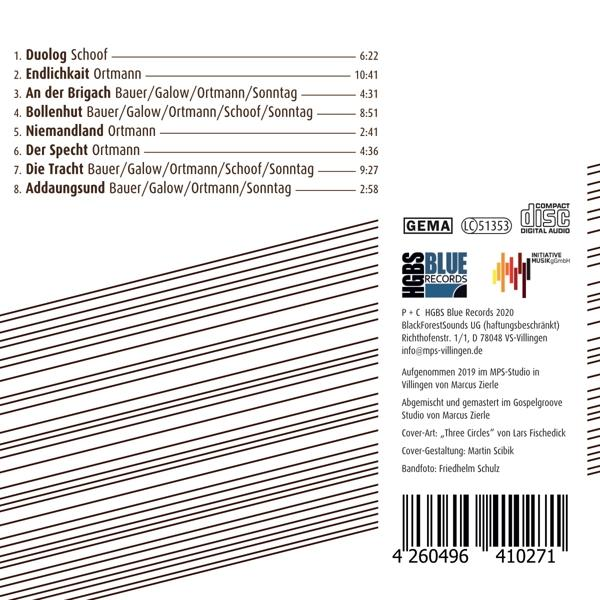 CD-Cover mit Trackliste und Credits auf weißem Hintergrund, mit CD und Logo.