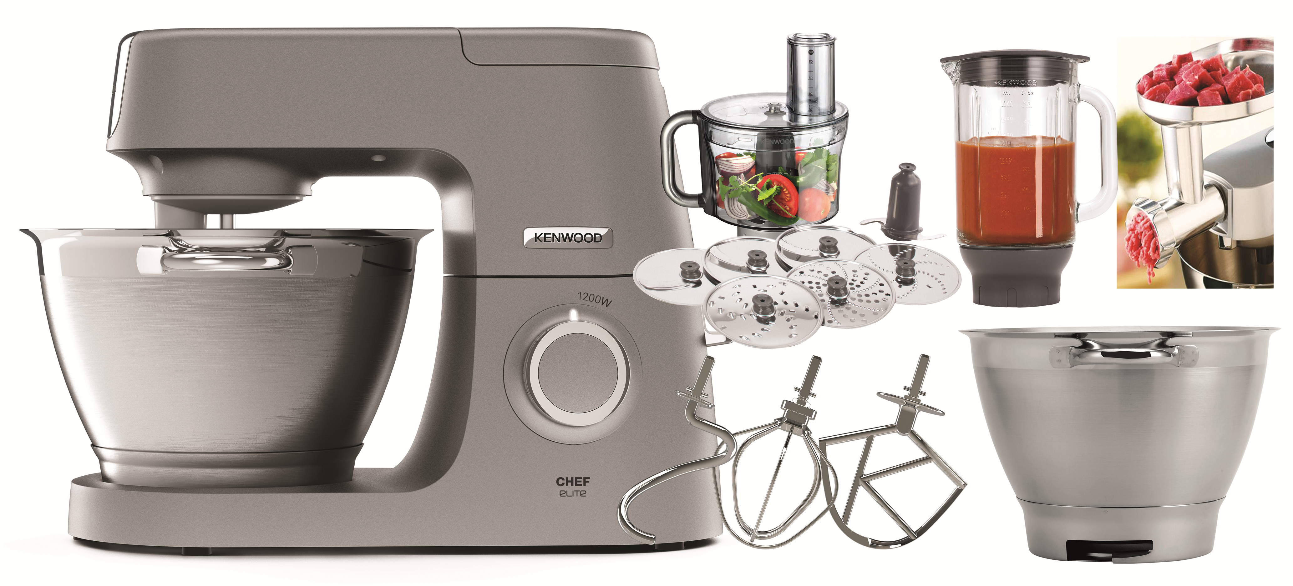 KENWOOD KVC 5401 S Elite Pro Chef Set Küchenmaschine Silber (Rührschüsselkapazität: 4,6 l, 1200 Watt)