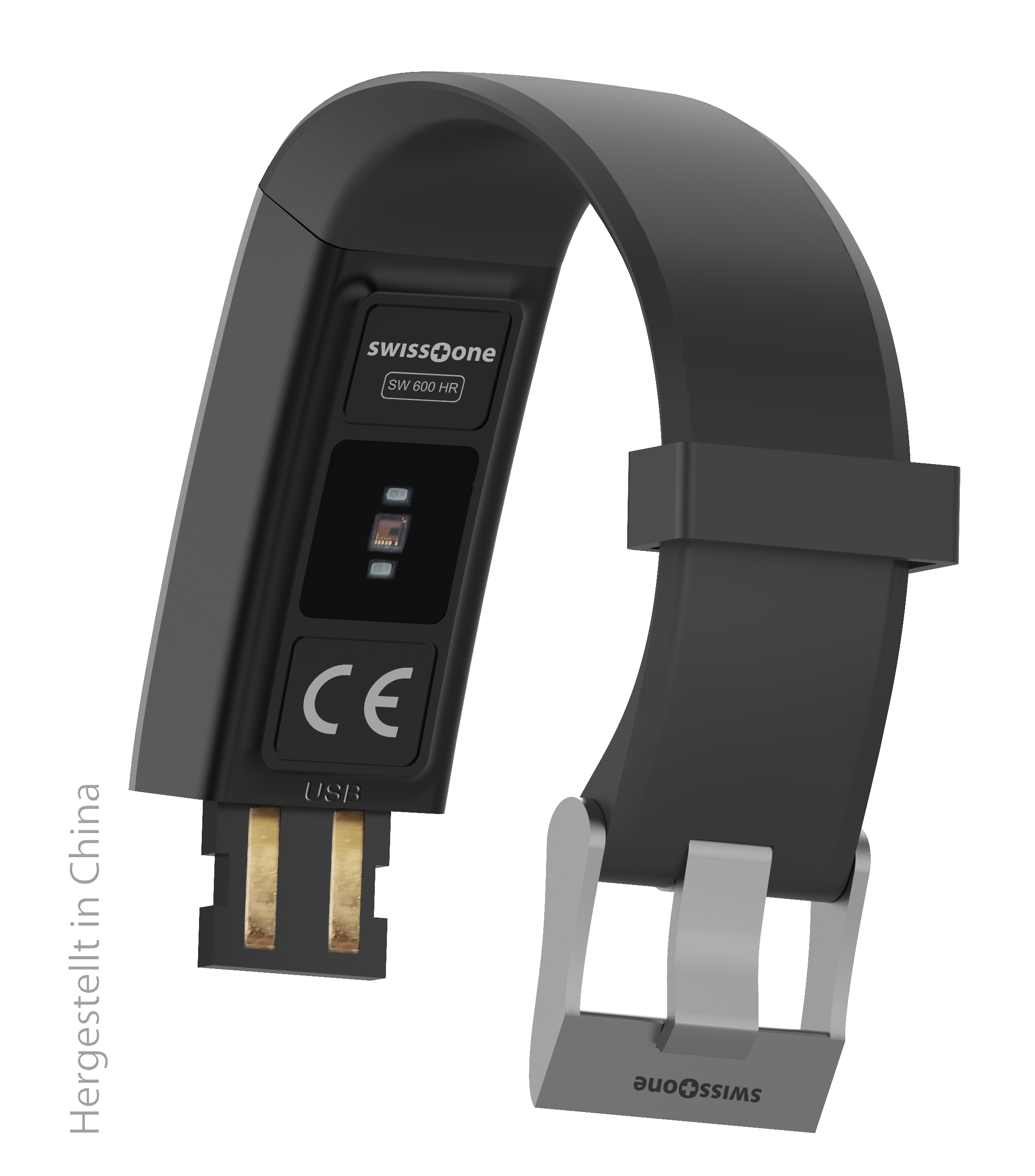 Ein schwarzer und grauer Fitnesstracker.